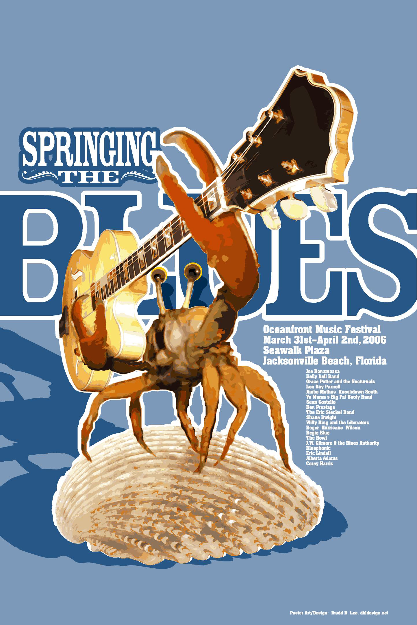 Print Design Portfolio | Springing The Blues Poster 2006 | David B. Lee