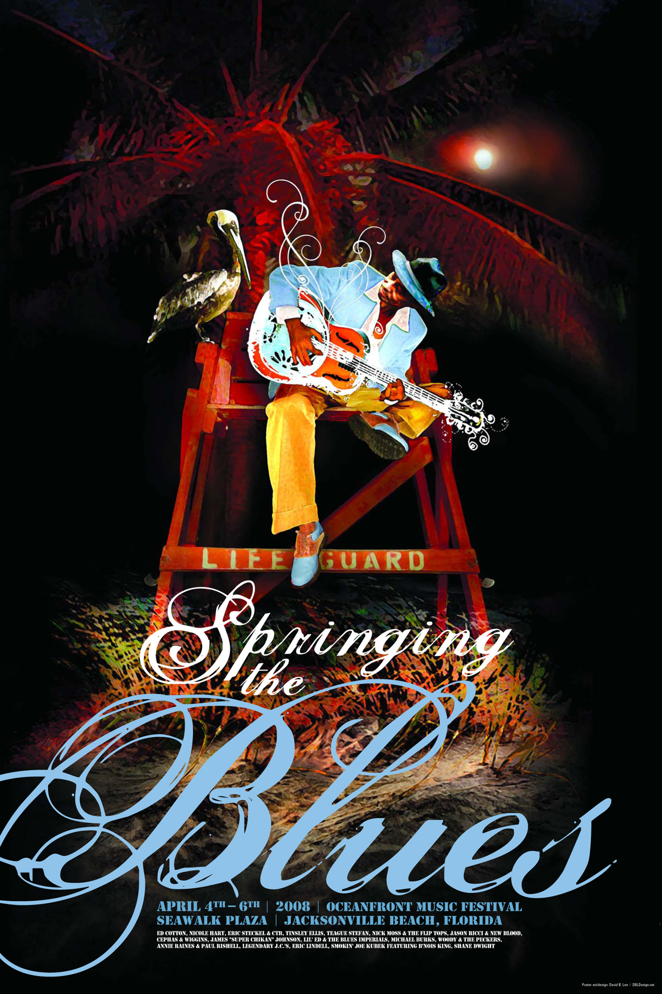 Print Design Portfolio | Springing The Blues Poster 2008 | David B. Lee